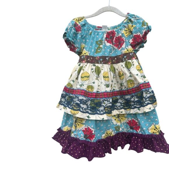 Matilda Jane Floral Dot Hot Air Balloon Apron Dress Paint By Numbers Size 2 - Picture 8 of 8